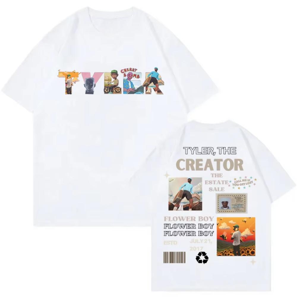 Трендовая рэперская футболка с графикой музыкального альбома Tyler The Creator для мужчин и женщин, модная хип-хоп футболка с принтом, хлопковые футболки, одежда