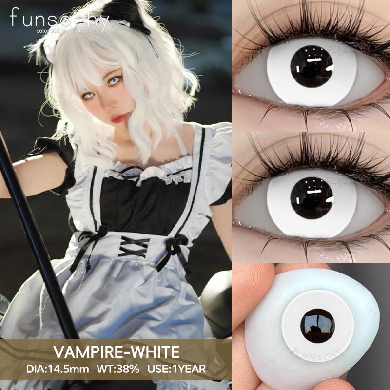 FUNSACHY 2pcs Anime Cosplay Contact Lenses Colored Lens for Crazy Halloween Solid Color Blue Contacts Pink Beauty Pupil Yearly