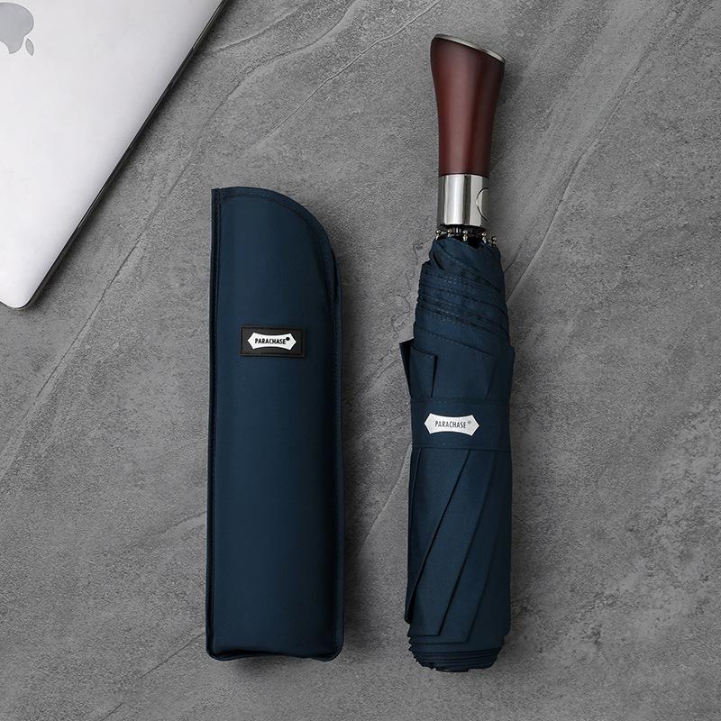 PARACHASE 1.2m Fully Automatic Folding Umbrella with Knife Handle - Korean Forest Design, Business Style.