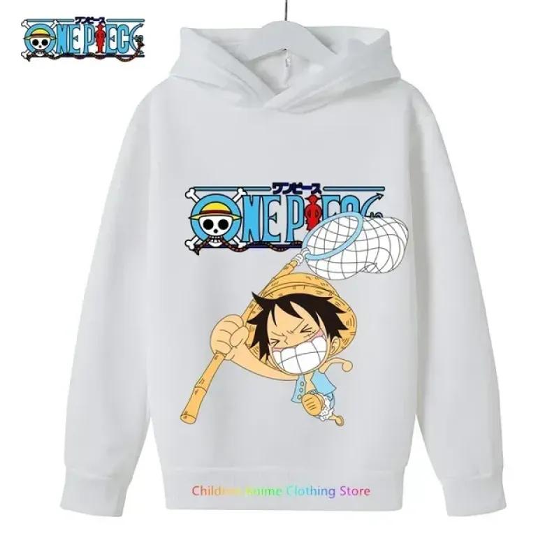 Spring Autumn One Piece Hoodie for Boys Anime Luffy Hoodie Sweatshirt Kids Coat Men's Clothing Sudaderas