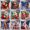 1 Piece Christmas Day Party Decoration Pillowcase Santa Claus Printed Pillow Cover Sofa Room Home Decoration Christmas Gift