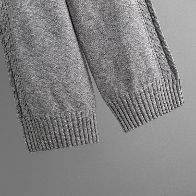 QICED Модный комплект Женский осенне-зимний повседневный однотонный свободный вязаный свитер с полувысоким воротником Набор из двух предметов