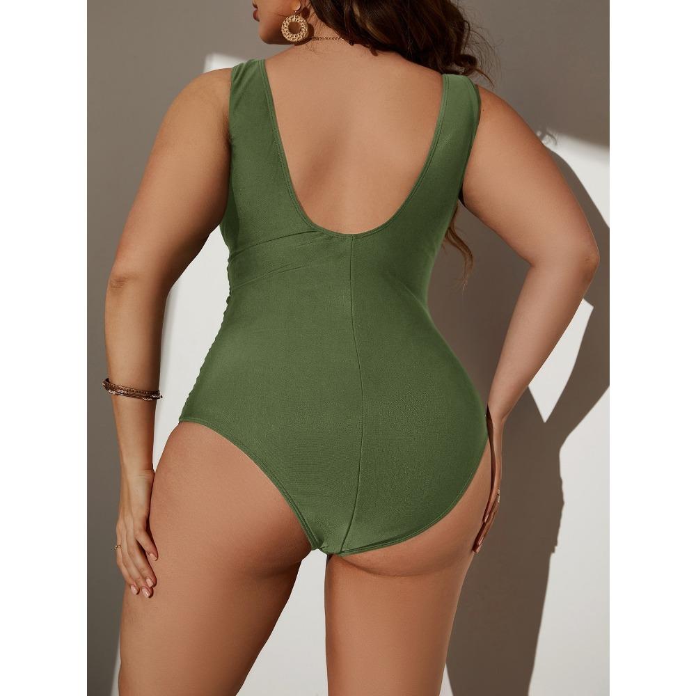 New New Sexy Suit One-piece Swimsuit Solid Color Plus Size Swimsuit