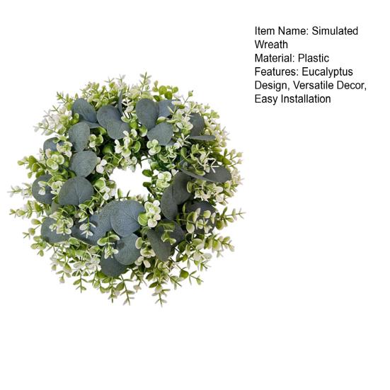 Венок из листьев эвкалипта, устойчивый к УФ-лучам, шелковые листья, гирлянда из зелени, искусственный венок на входную дверь, рождественский декор