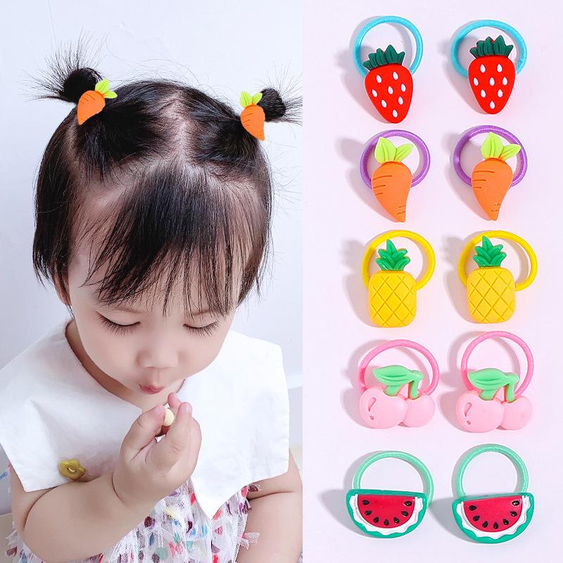 10PCS/Set 2CM Mini Cartoon Baby Girls Hair Ties Children HairBands Ponytail Elastic Rubber Band Newborn Hair Accessories