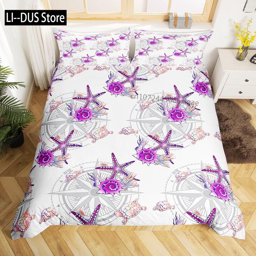 Compass Duvet Cover Set Marine Discovery Art Decorative 3 Pieces Bedding Set with 2 Pillow Shams Twin Full Queen King Size
