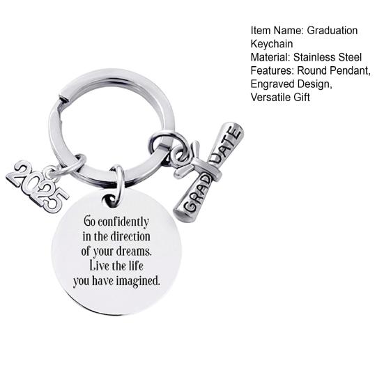 Выпускной брелок 2025 года из нержавеющей стали с гравировкой и вдохновляющим посланием, брелок для ключей, подарок на выпускной