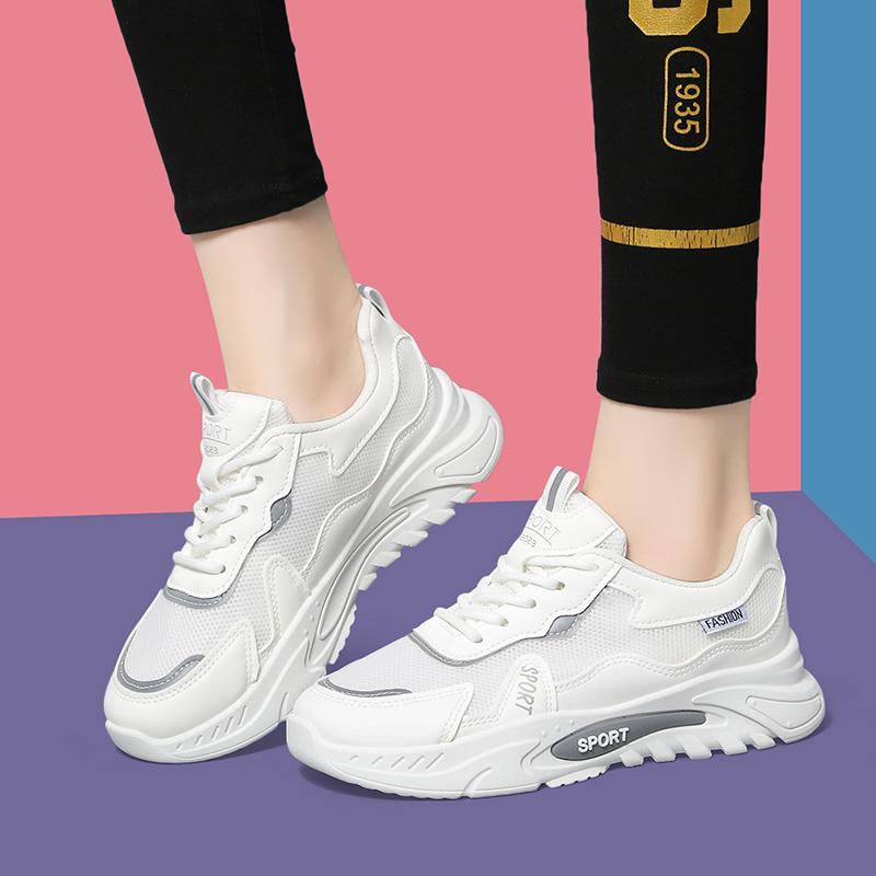 Женские модные повседневные кроссовки на шнуровке, легкие кроссовки с мягкой подошвой для женщин, толстая подошва, сетчатая дышащая спортивная обувь