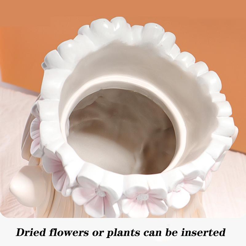 Nordic Resin Vase Flower Fairy Angel Human Head Abstract Half Body Arrangement Human Face Modern Home Interior Decoration