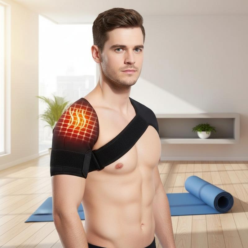 1Pcs Single Shoulder Support Self Heating Brace for Pain Relief Adjustable Heat Massager for Sports Physical Therapy