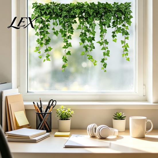 Shop Front Display Sticker Green Vine Static Window Clings, Artificial Ivy Lemon Stickers, Natural Light Shadow Decor No?Glue PVC Transparent Glass