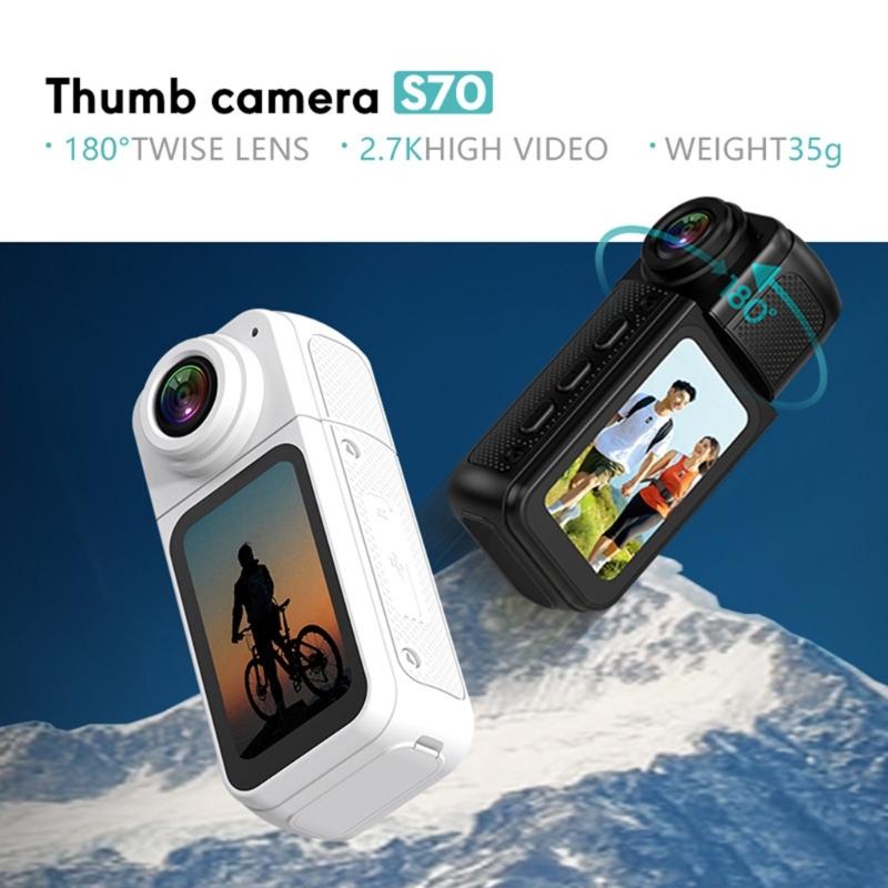 1.47in Screen Mini thumb Camera 2.7K Video Featuring 180 degree Rotating Lens To Capture Unique Perspective Easily