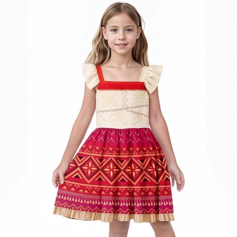 Летнее новое платье с бахромой для косплея Моаны в океанском стиле, модное милое платье для выступлений для девочек