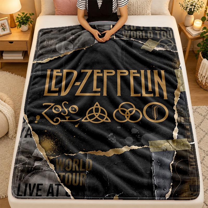 Flannel BlanketLed Zeppelin Warm Soft Throw Blanket for Indoor Sofa Bed Living Room Use