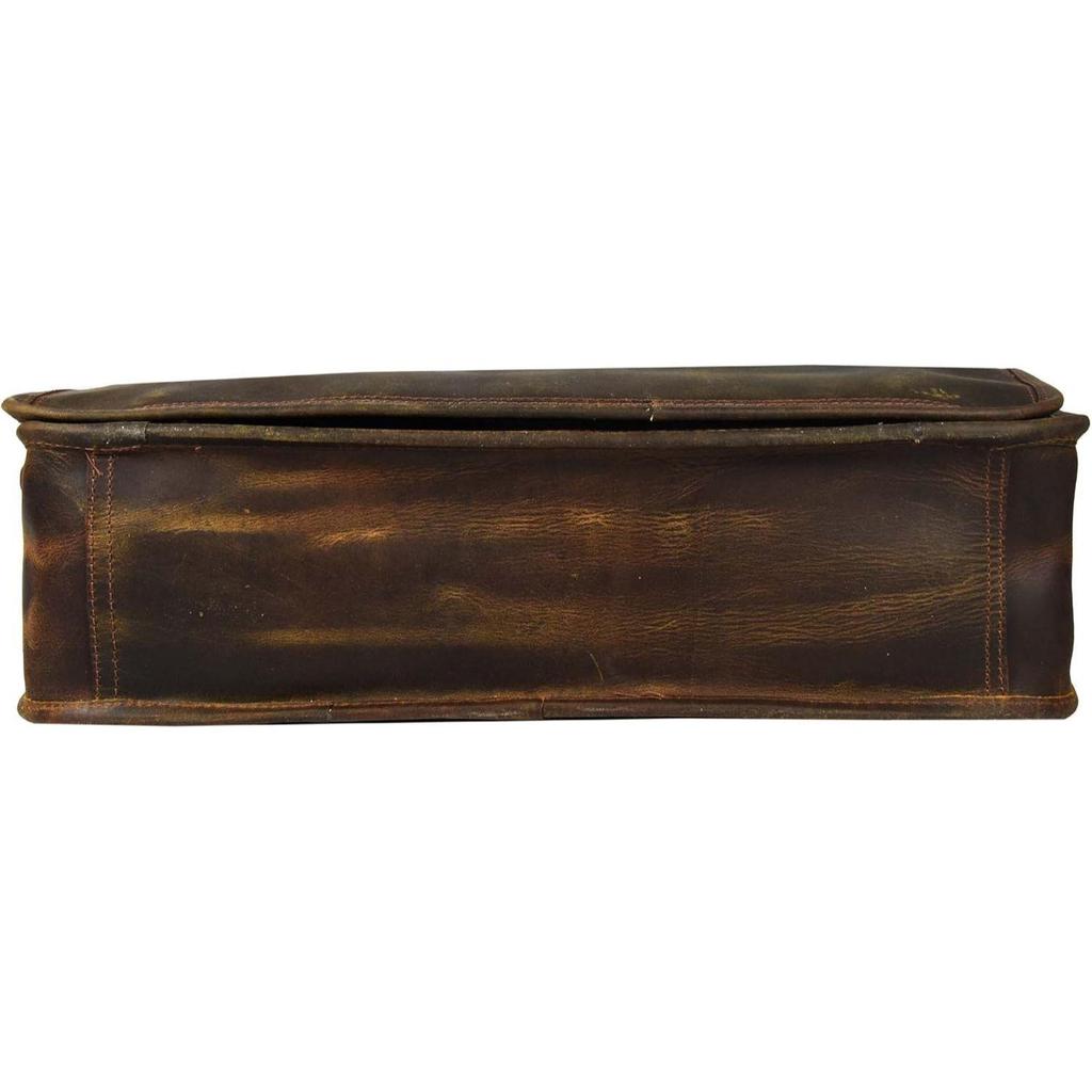 Leather 16 Inch Leather Vintage Rustic Crossbody Messenger Courier Satchel Bag Gift Men Women Briefcase Carry Laptop