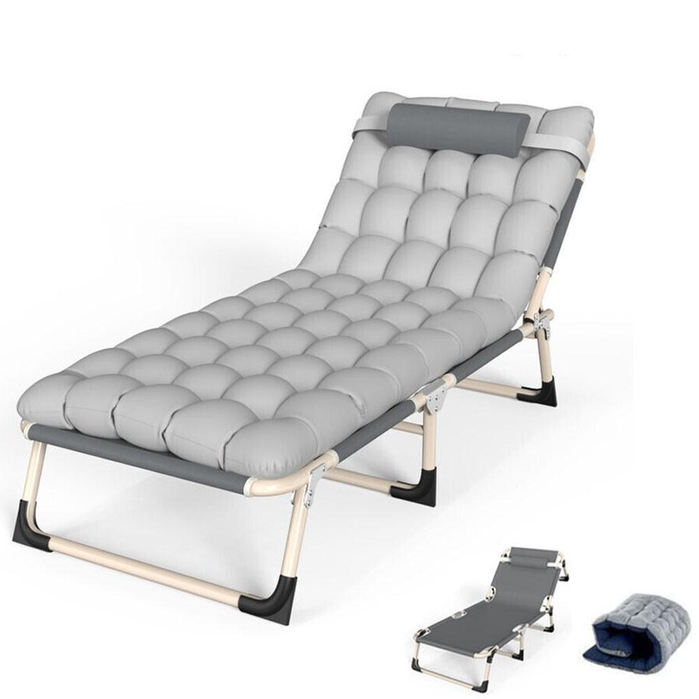 Folding Lounger Chair Gray 176cm x 56cm