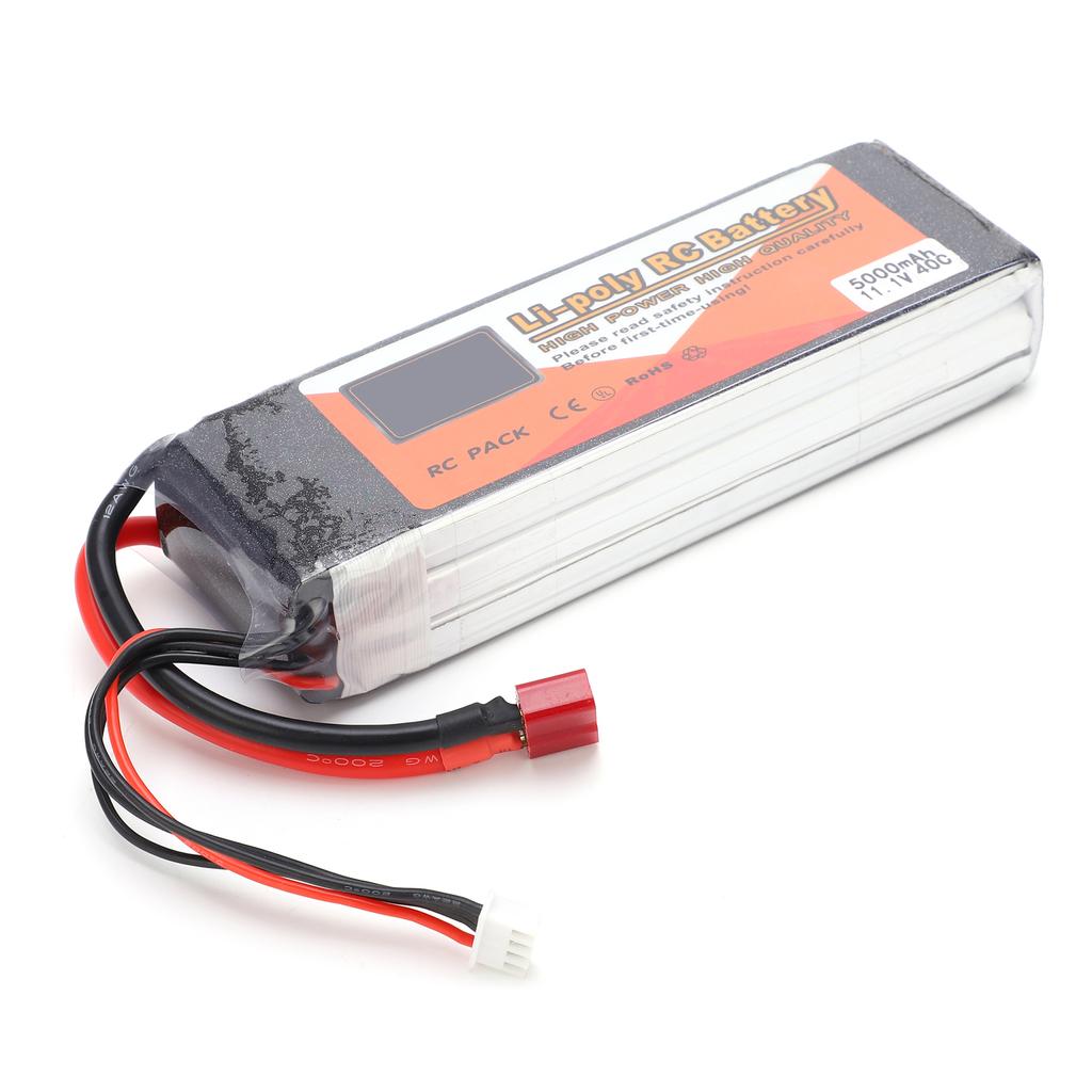 11.1V 5000mAh 3S 40C Lipo Battery Pack with T Plug RC Battery for RC Car Boat Helicopter Drones