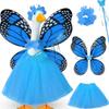 1 Set Butterfly Wing Porch Goose Costume Set Adjustable Size Fairy Wings Tutu Skirt Wand Flower Crowns Set Pet Outfit Garden