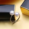 LSOOYH Natural Freshwater Double Pearl Rings For Women Simple Fashion Female Adjustable Ring