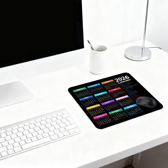 2026 Calendar Mouse Pad with Non-slip Rubber Base Rectangle Waterproof Home Office Gaming Computer Laptop Mousepad Desk Mat PC Accessories