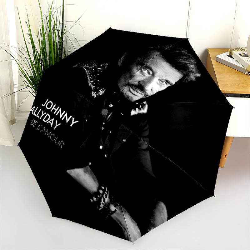 1 шт. Автоматический зонт Johnny Hallyday - Подходящий для путешествий, улицы, портативный зонт, Подарок на день рождения, Ежедневные принадлежности