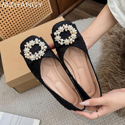 Модные женские туфли на плоской подошве с жемчужным принтом, модные туфли-лоферы для женщин 2024 года, модные зимние мягкие туфли для классических моделей, удобные туфли Mujer De Zapatillas