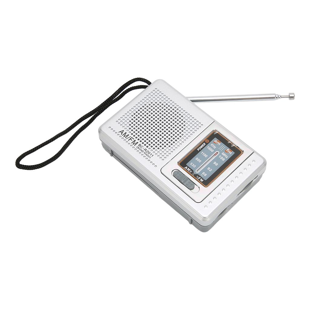 Portable Pocket Radio AM/FM Classic Elegant Design Silver Grey Battery Operated Radio for Home