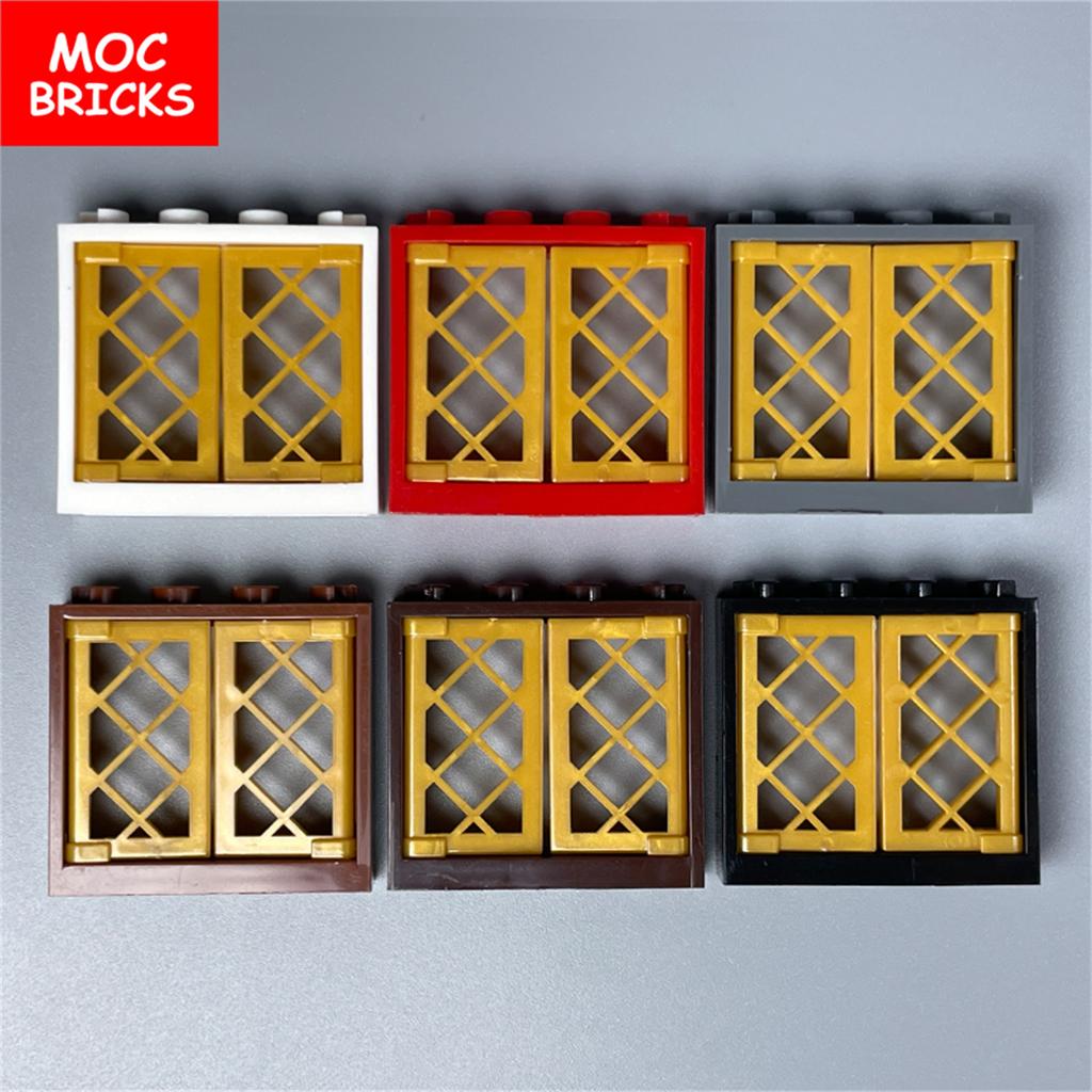 Нетоксичные кубики Moc Оконная решетка 1x2x3 1x4x3 Для строительных блоков Садовая сцена 60607 60594 Собираемые детали Детские игрушки