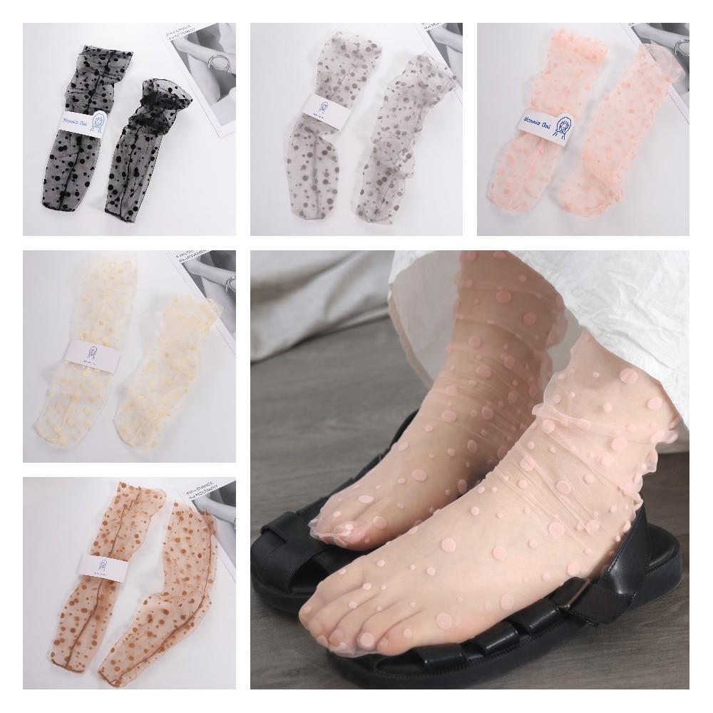 Sweet Thin Mesh Female Chiffon Nylon Dot Socks Dress Hosiery Tulle Socks
