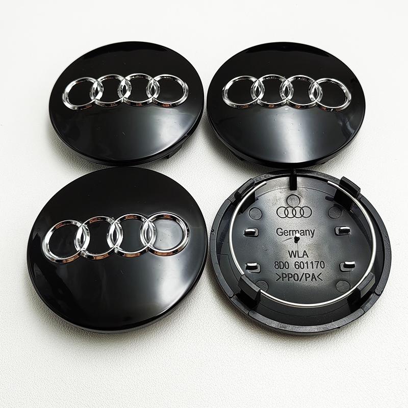 For Audi  A34pcs 68mm Black Grey Car Styling Badge Wheel Center Hub Cap Rim Caps For Audi Emblem 8D0601170 A1 A3 A4 A5 A6 Q7 Accessories