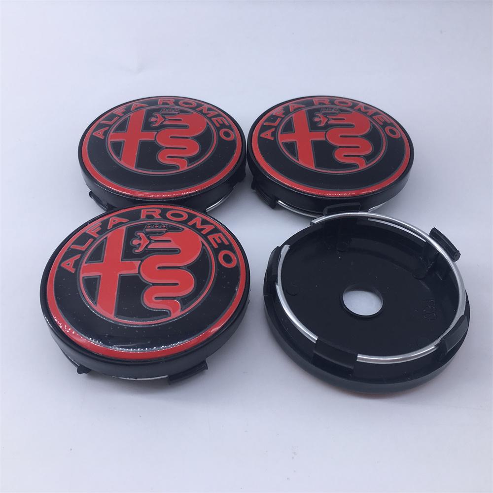 QCYZR1 4PCS 60mm For Alfa Romeo Black caps 030 Stelvio Sportiva GT 159 166 147 156 Mito Metal Emblem Auto Hub caps Decoration Styling