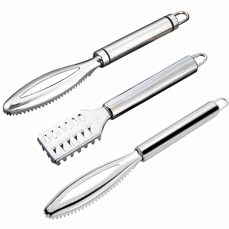 3-Piece Stainless Steel Fish Scale Remover Set, Multifunctional Fish Scale Cleaning Brush and Scraping Tool for Quick Scaling