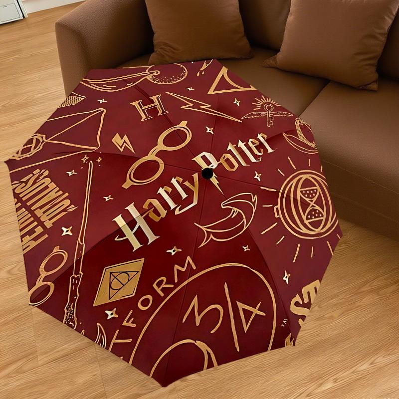 1PC Warner Harry Potter Platform Automatic Open/Close Umbrella with Windproof, 34-Rib Sturdy Canopy, Durable Ribs1251A