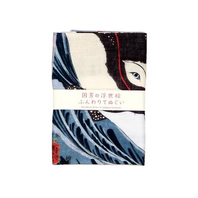Yamamoto Jin Shoten Двухслойная марлевая салфетка для рук Салфетка для рук Гигантский кит (официальный) - Укиё-э (Куниёси)