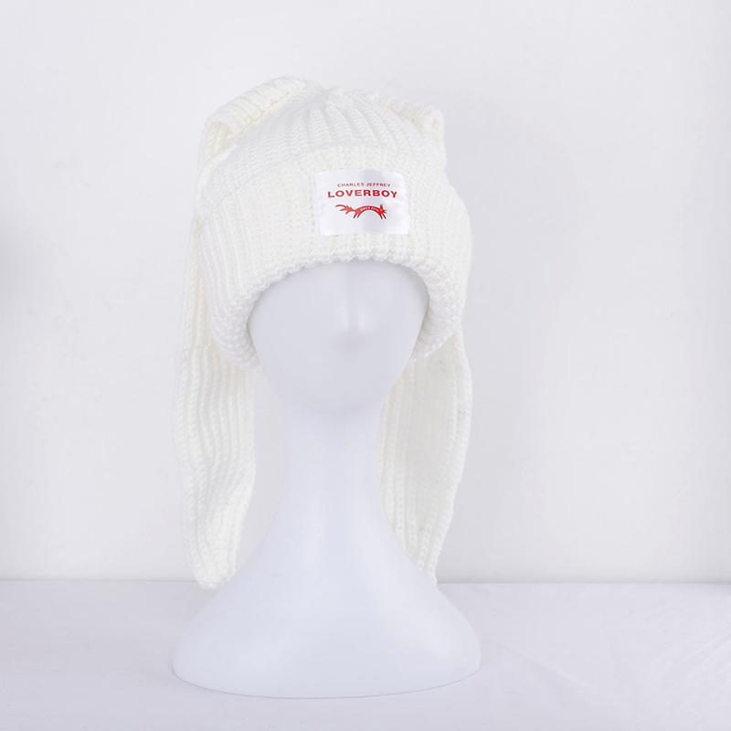 Cute Rabbit Long Ear Hat Knitted Hat Warm Cap Knit Letter Cap Unisex Cap Beanie Long Ear Hat Crochet Knitted Bunny Hat