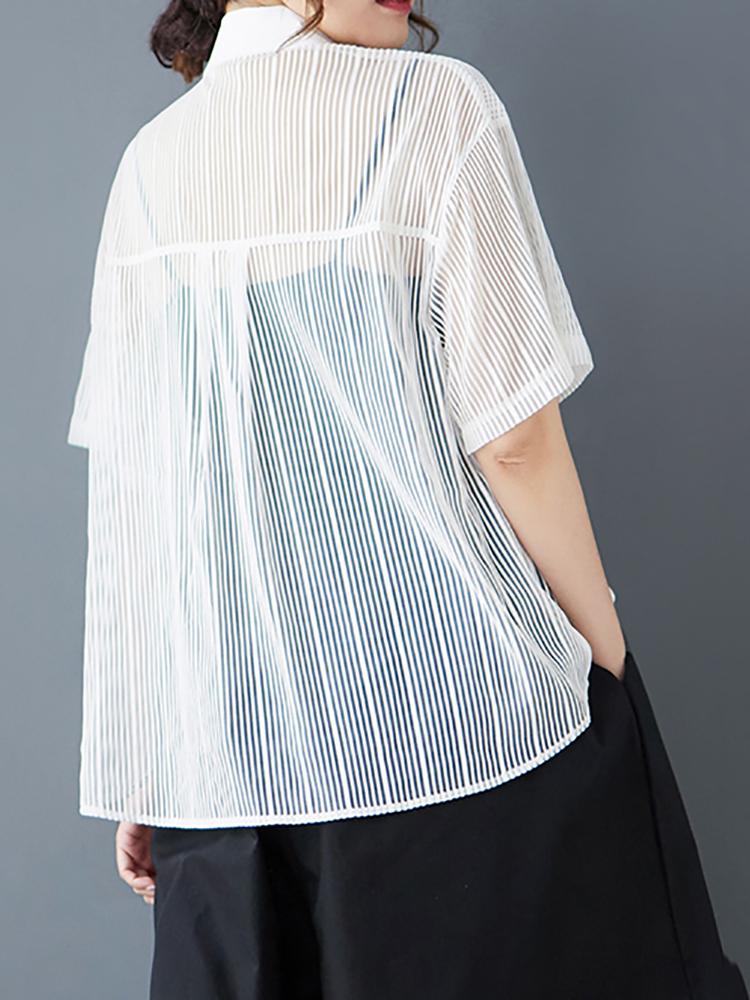 Xitao Повседневная свободная блузка однотонного цвета с отложным воротником GMM1086