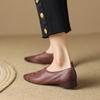 Женские туфли-лодочки на низком каблуке из натуральной кожи, весна-лето 2024, новые туфли с круглым носком для взрослых, женские базовые туфли на каблуке для офиса