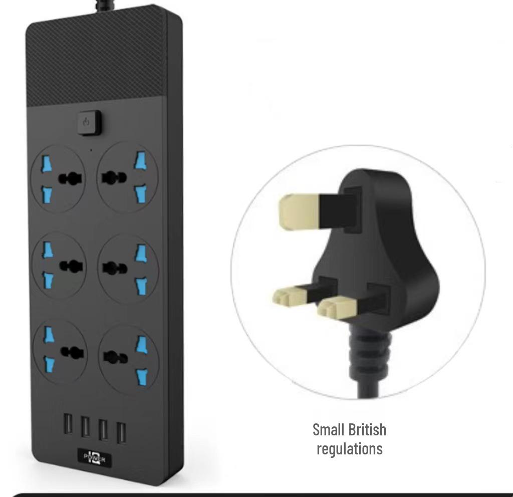 5m 6-Outlet Power Strip with Switch and USB Ports
