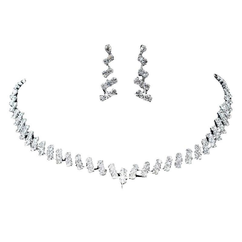 Minimalist Water Cube Necklace And Earrings Set For Brides And Women