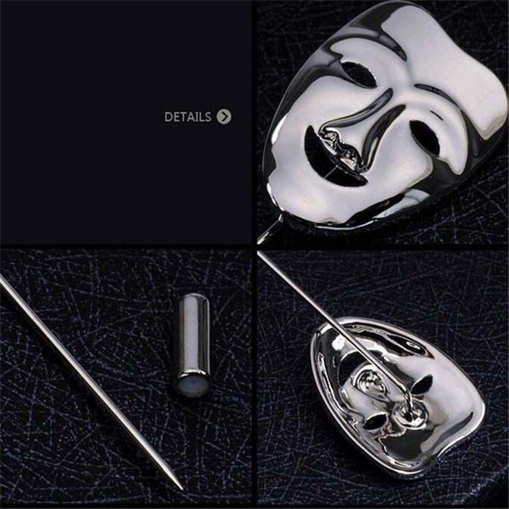 Suits Personality 3D Accessories Zinc Zinc Alloy Men's Face Gold Color Mask Lapel Pin Jewelry Brooches Pin