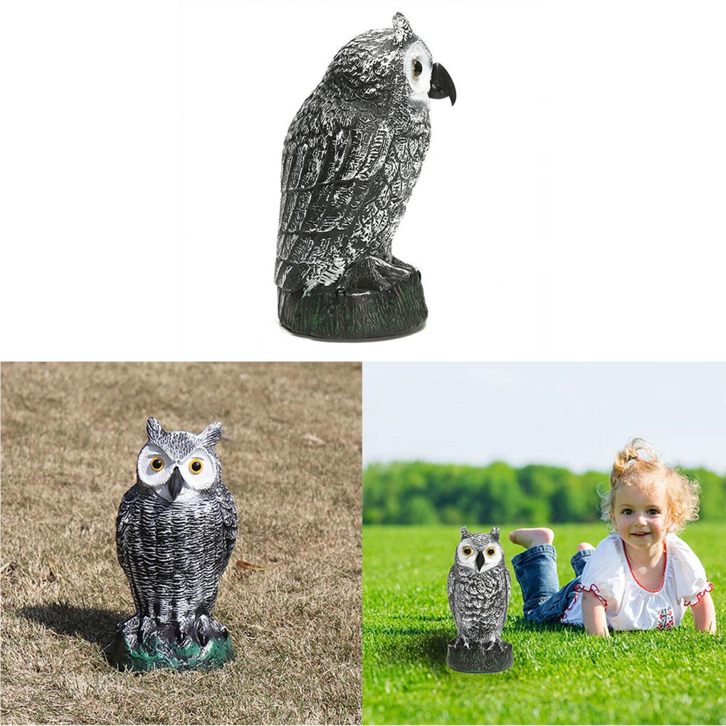 Owl Decoy Deterrent Realistic Bird Cat Crow Scarer Statue Straight Head Scarecrow Outdoor Garden