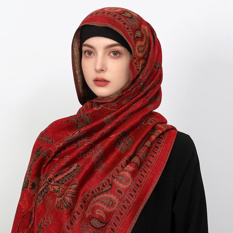 Bufanda Women's Jacquard Printed Scarf, EthnicTassel Travel Scarf, Long Silk Shawl, New Fashion, Winter.