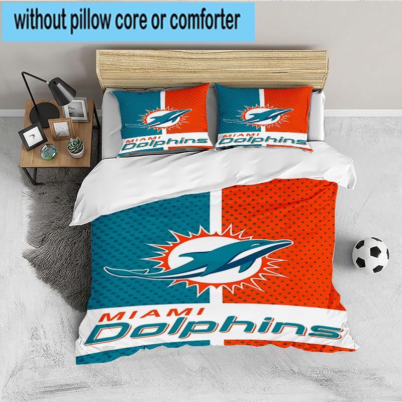 Dolphins Team Bedding Set 3pcs, High Quality Bedding Set Including 1pc Duvet Cover And 2pcs Pillowcases for Bedroom, Dormitory Gift