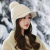 Флисовая вязаная сумка для ушей, теплая шапка с козырьком, женская осенне-зимняя ветрозащитная плюшевая бейсболка
