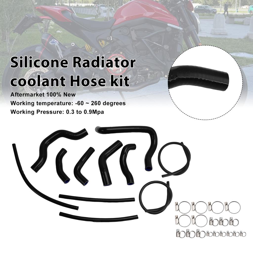 Silicone Radiator coolant Hose Fit For Ducati Monster 937 2021-2025 Black