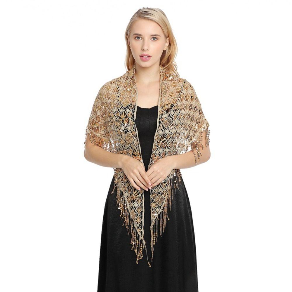 Sequins Triangle Shawl Capes Belly Dancing Scarf Shiny Sequins Tassel Shawls  Belly Dancing Belt