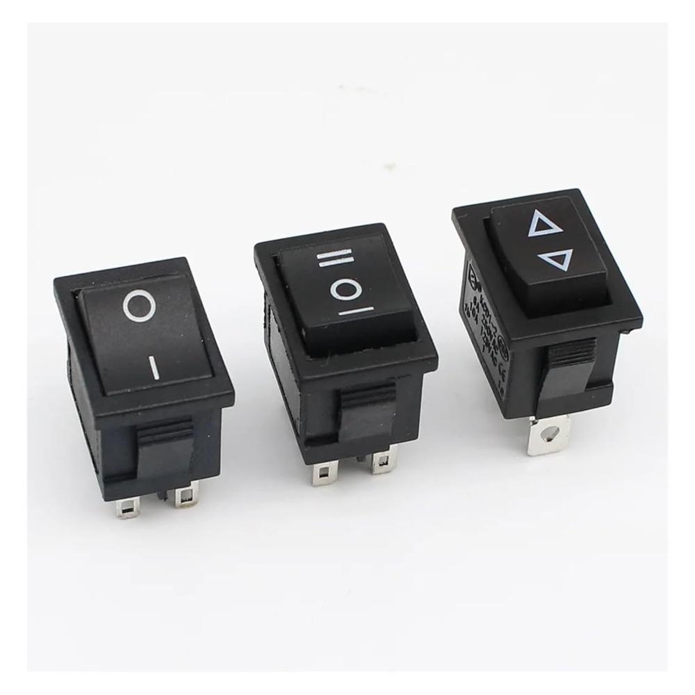 1PCS KCD1 ON-Off 15 * 21mm Black 3 Pin / 6 pin On/Off/On Rocker Switch AC 6A/250V10A/125V(6 pin On - Off - On)