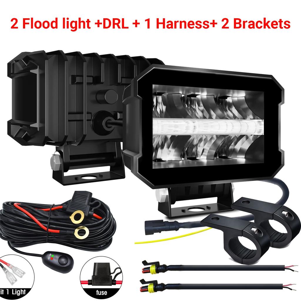 Led Work Fog Driving Lights Bar High Beam Headlights 12v LED Lighting Brackets Work Light 24V Off -road ATV 4X4 LED Boat Truck
