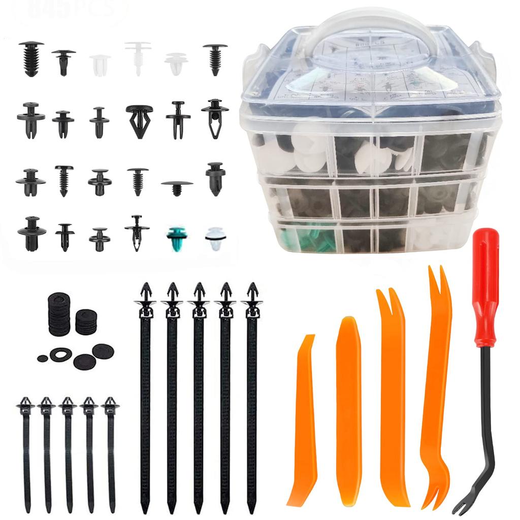 Camtern 845 Pcs 24 Pcs Universal Car Fender Bumper Clip Push Rivet Fastener Push