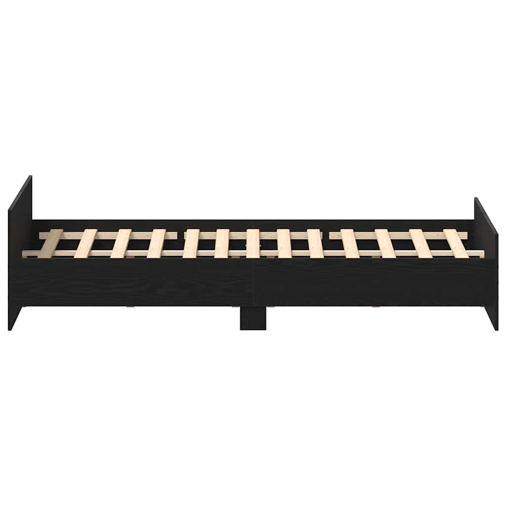 Bed Frame without Mattress Black Oak Finish 180 x 200 cm Engineered Wood